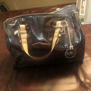 Michael Kors Grayson Metallic Large Satchel - Gunmetal